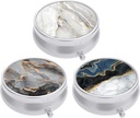 3 Pack Pill Box, Purse & Pocket小药箱,Cute Travel Medicine 组织者,便携式药品容器持有者持有维生素,药剂,鱼油和补充品,摘要艺术大理石