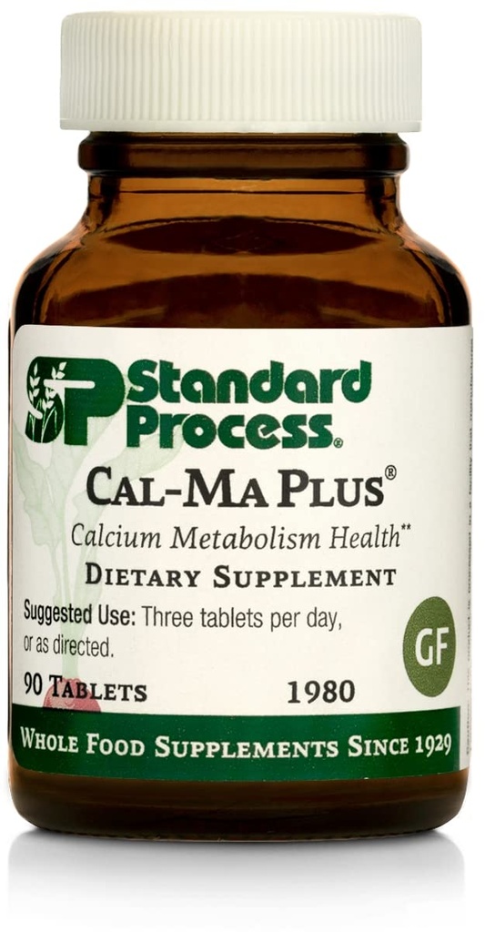 Standard Process Cal-Ma Plus - Calcium Support for Endocrine and Cellular Functions - Aids Healthy Bones, Nerves & Muscle Function - Gluten-Free, Non-Dairy & -Soy - 90 Tablets