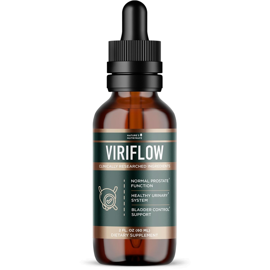 ViriFlow Liquid Supplement with Plant & Mineral Extracts – Natural Formula, Non-GMO, Made in USA, GMP-Certified – Easy-to-Use Liquid Drops, 60 mL, 2 Oz, 1 Month Supply