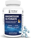 Berg Magnesium Glycinate博士用维生素D和B6来缓解压力、冷静、放松和良好的睡眠* - 120毫克 镁 Bisglycinate Capsules - 高吸收 Chelated Glycinate - 90 cap