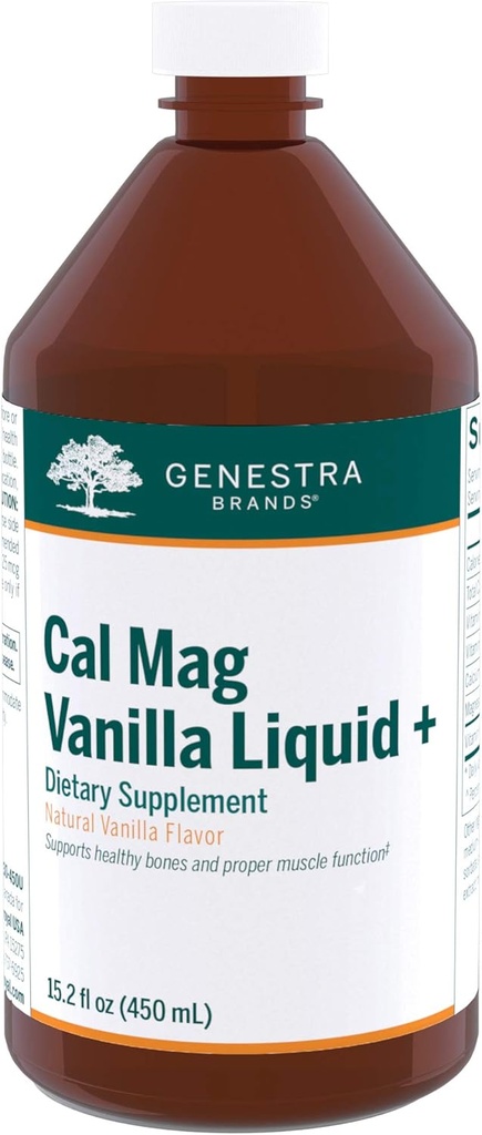Genestra Brands Cal Mag Vanilla Liquid + → 钙-镁补充 → 15.2 fl. oz.