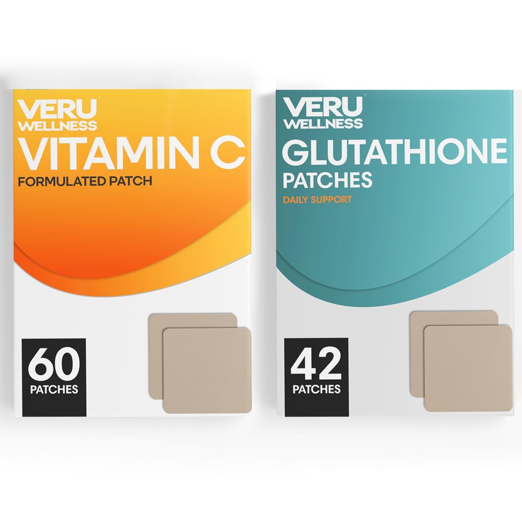 Veru Wellness Antioxidant Power Duo Lifetyle Patches C, Glutathione - 自我粘附时间 专题补丁, 8-10小时(42天供应)