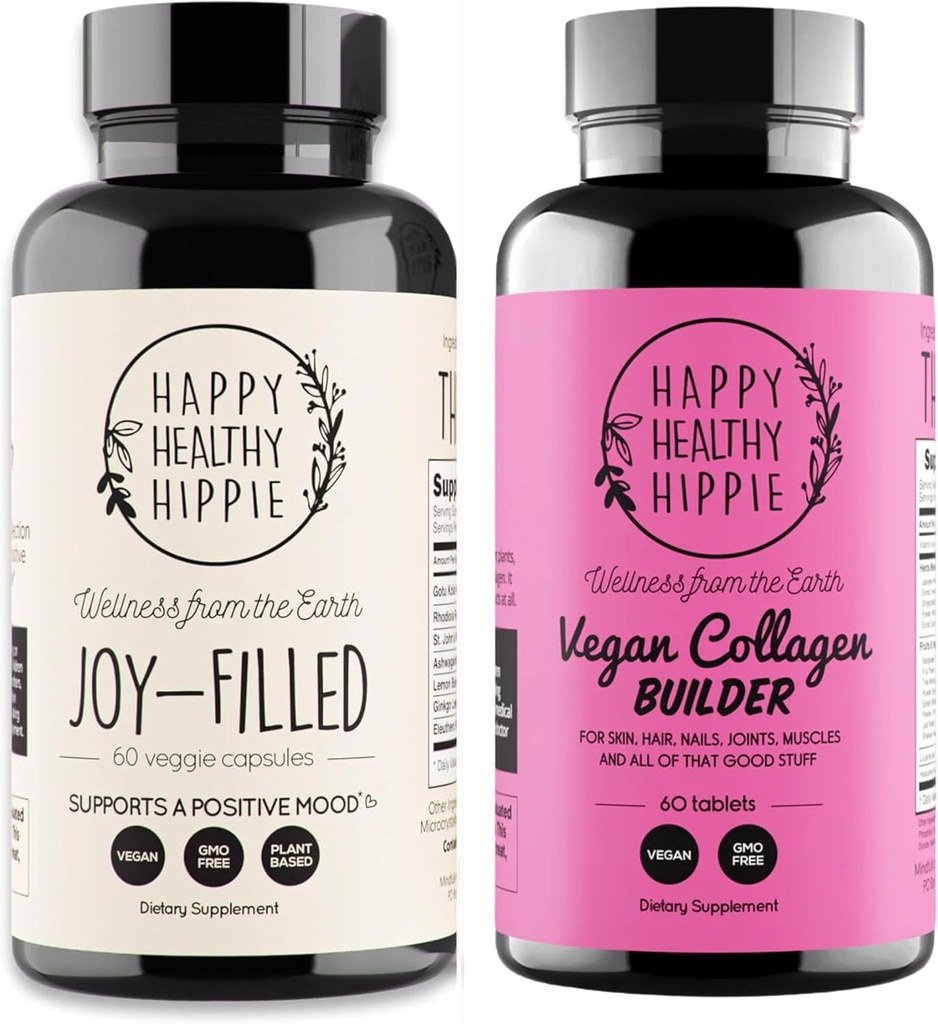 快乐健康 Hippie Vegan Collagen 构建器 w/Hyaluronic Acid & Joy-Filled Mood 支持