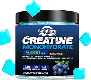 不含糖的Creatine Monohydrate Gummys Complex 5000mg for Men & Women - 120 Gummys for Muscle strong, 肌肉构建器, 能量靴, 工作前补充, Vegan