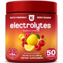 Keppi Electrolytes Powder – Raspberry Lemonade Flavor 50 services – 没有糖水补充剂与镁,钾,钠 – Keto, Vegan, Fasting-Friendly, Zero Calorrie 电解饮料
