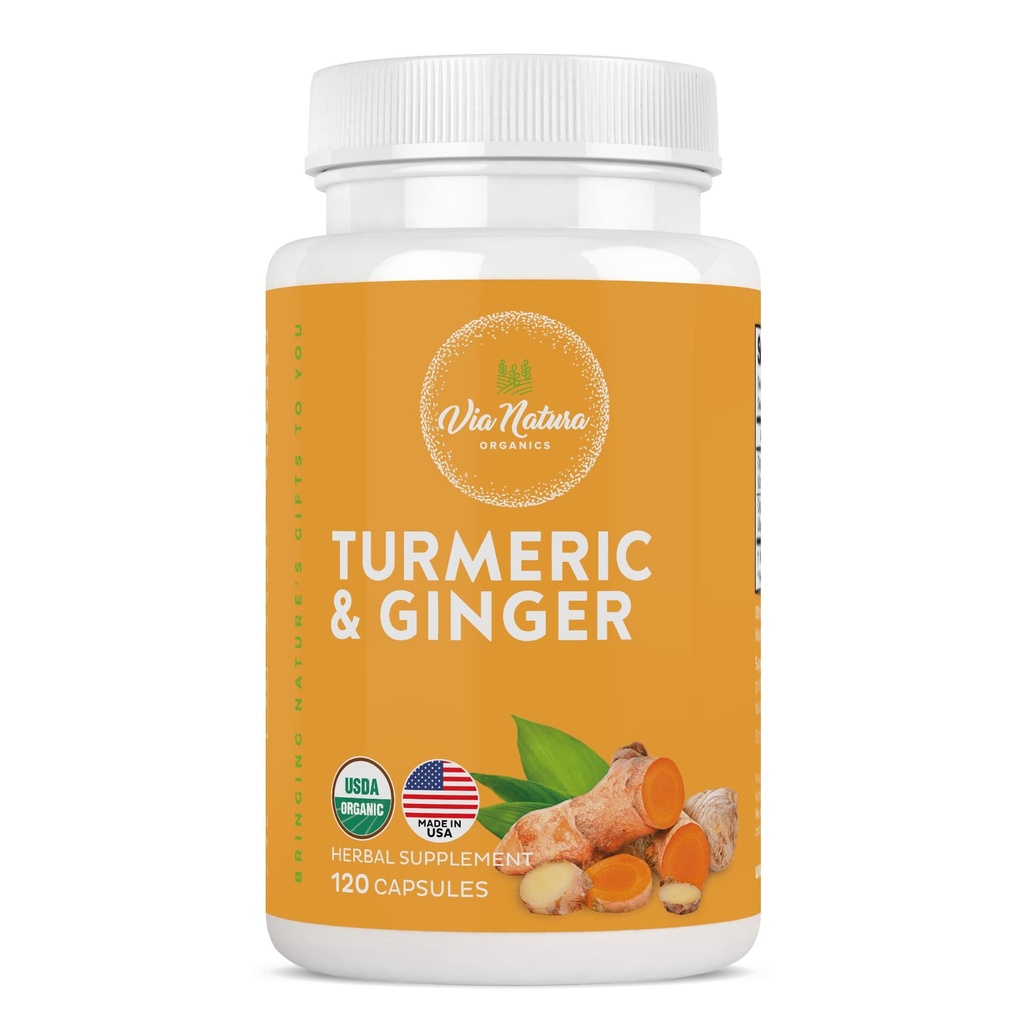 Turmeric & Ginger Capsules 1000mg 有机草药补充 120 Capsules