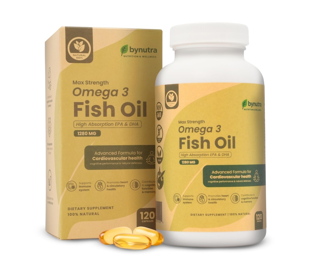 Omega 3 Fish Oil – Max Strength 1280 mg Softgels with EPA 650 mg & DHA 450 mg – High-Potency Omega-3 Fish Oil Capsules for Daily Wellness Support