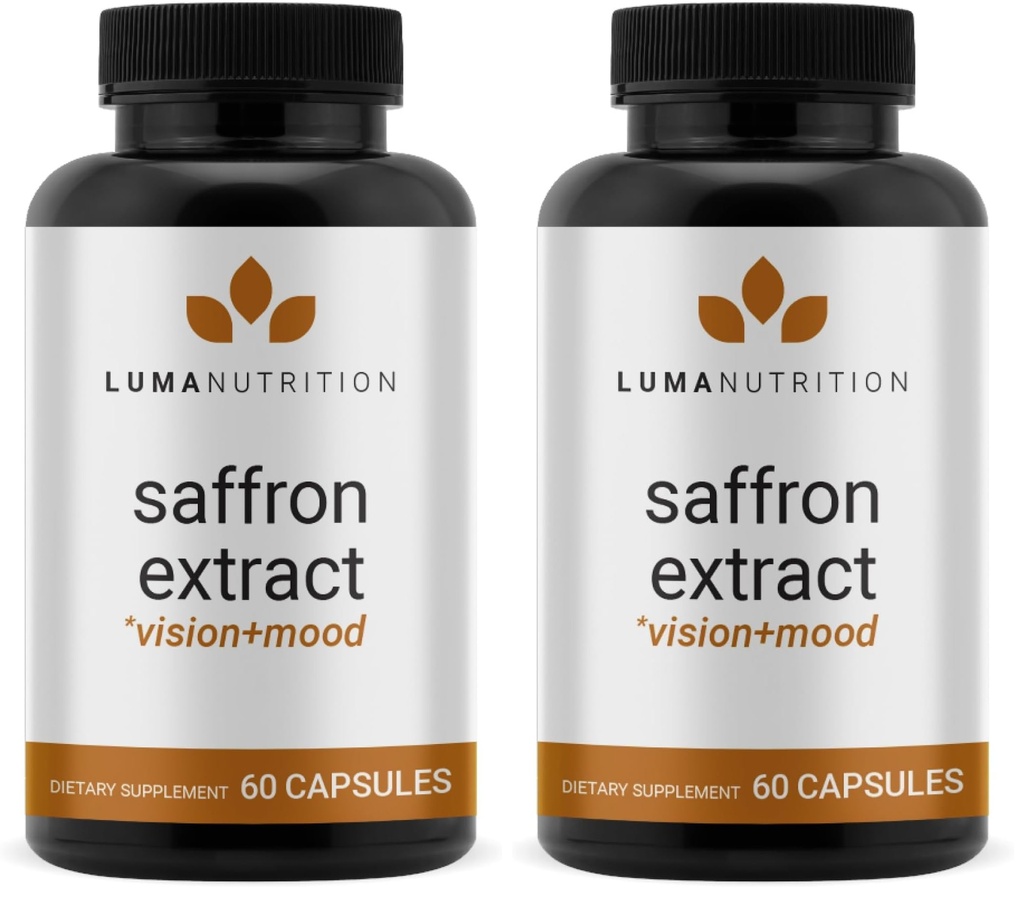 Luma Nutrition Saffron Extract Capsules - Premium Saffron Supplements - 88.50 mg Pure Saffron Pills - Mood Support - Eye Support - Made in The USA - 60 Capsules (Pack of 2)