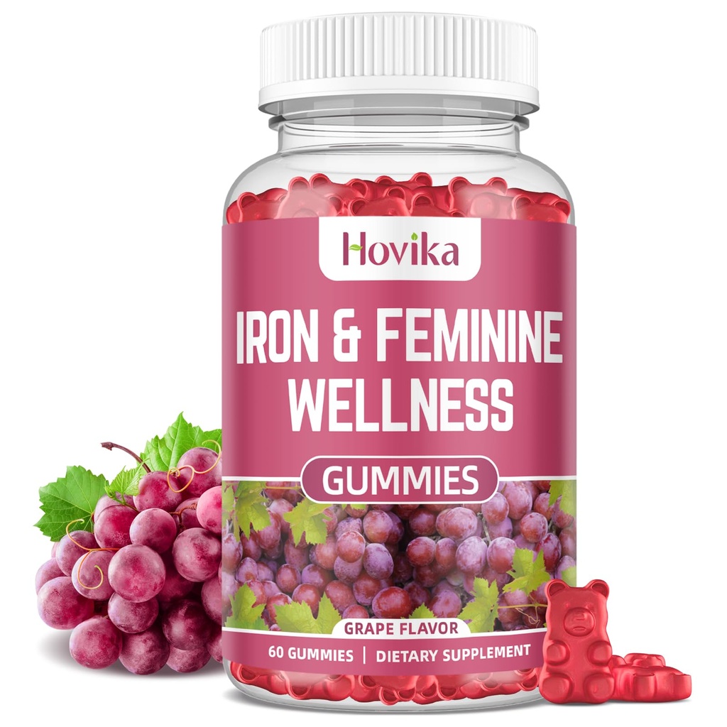 Iron & Hormone Balance for Women Gummies, 40mg Iron Supplement Anemia with multivitamin for Women, Zinc, Selenium, Iodine - for Iron Deficiency - Natural Hormonal Support for PMS, Vegan 60 Count