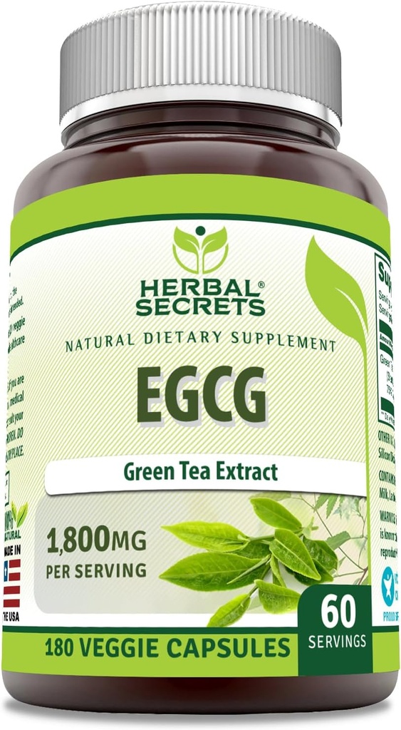 草药秘诀 EGCG 绿色茶叶提取 1800 Mg Pervice QQ Veggie Capsules Supplement QX Non-GMO Gluten Free QX 在美国制造 (1 Pack, 180 Counter)