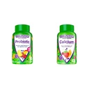 Vitafusion Probiotic Gummy Supplements, Raspberry, Peach and Mango Flavors & Chewable Calcium Gummy Vitamins for Bone and Teeth Support, Fruit and Cream Flavored