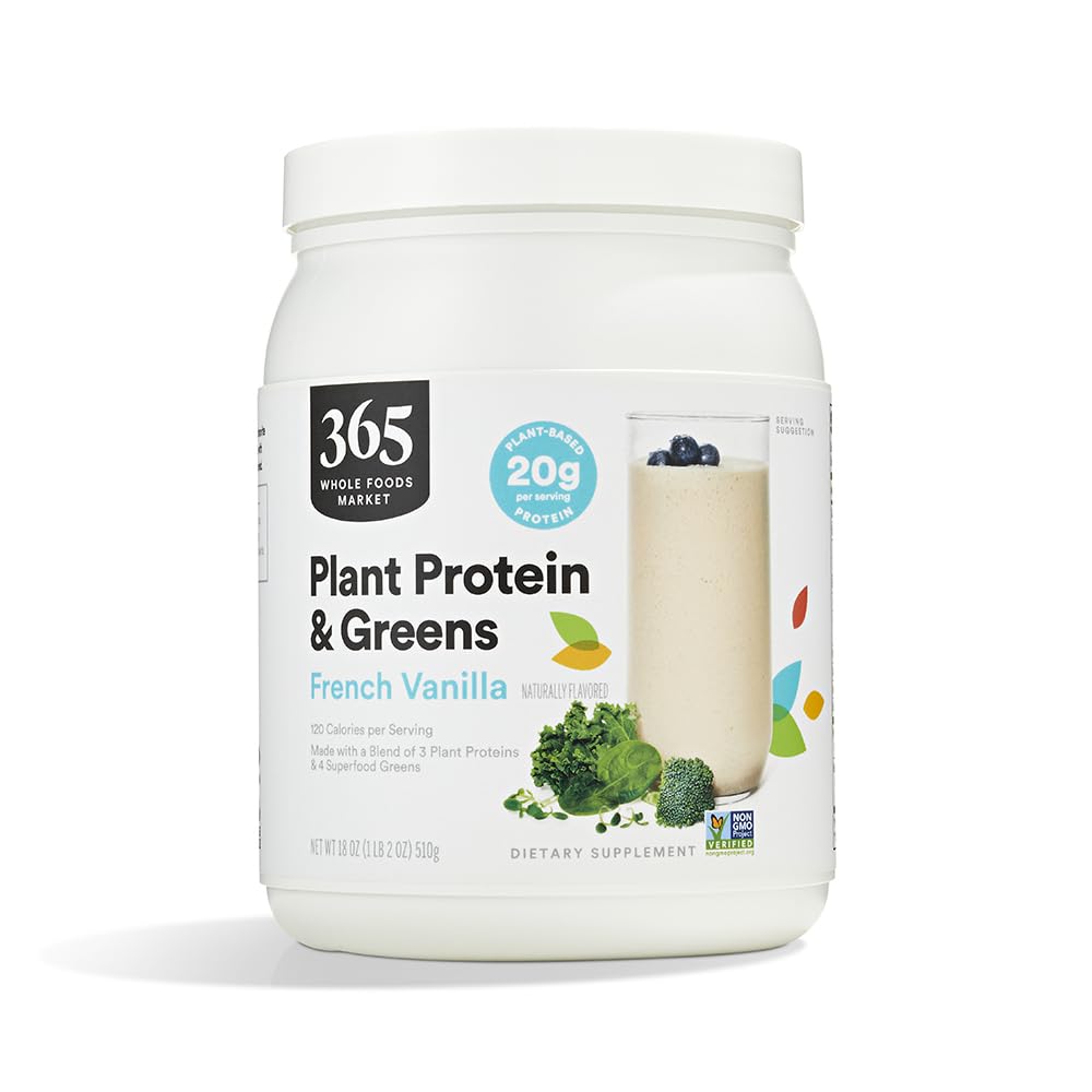 365 by Whole Foods Market, Plant Protein & Greens, French Vanilla, 18 Ounce