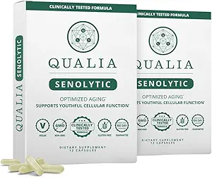 Qualia Senolytic 补编, Fisetin, Quercetin, Piperlongumine & More, 支持优化细胞修复与恢复的老龄化补编, 自然消除僵尸细胞, Capsules, 2 Box