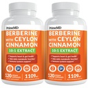 21-in-1 Berberine 补充剂 锡兰肉桂配铬、Bitter Melon和Green Tea Extract 和 Black Pepper Extract 5X 供能量和代谢支持,共5279 mg(120 cm,包装为2)