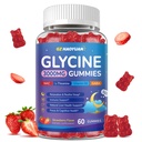 Glycine Gummies, Glycine 3g Supplements with NAC, L-Theanine, GABA, for Sleep, Relax, Nerve & Brain Support, Sugar Free, Vegan, Strawberr Flavor, 60 Cts