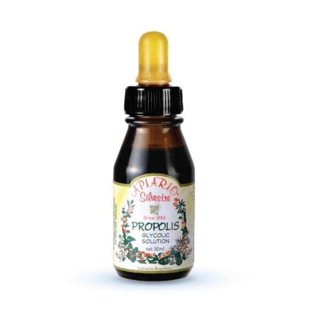 Apiário Silvestre Brazilian Green Propolis Liquid Drops, Concentrated Alcohol-Free Glycolic Extract, Class A Bee Propolis, Immune & Antioxidant Support, Halal, GMP & HACCP, 30 mL