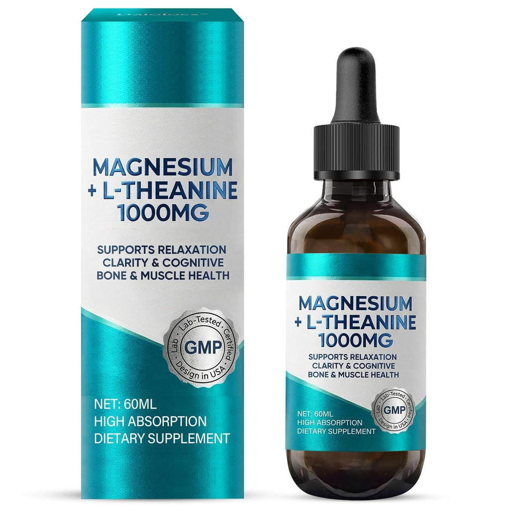 Magnesium L-Threonate Liquid Drops, Triple Calm Magnesium Threonate w. Apigenin, Theanine, Lemon Balm for Relaxation Sleep, High Absorption for Brain Health & Cognitive Support, 2.0 Fl Oz
