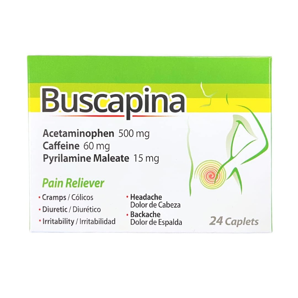 Buscapina 疼痛救济卡片 — PMS, Cramps, Headaches, Bloating, Back & Joe Pain — 男女24个卡片盒