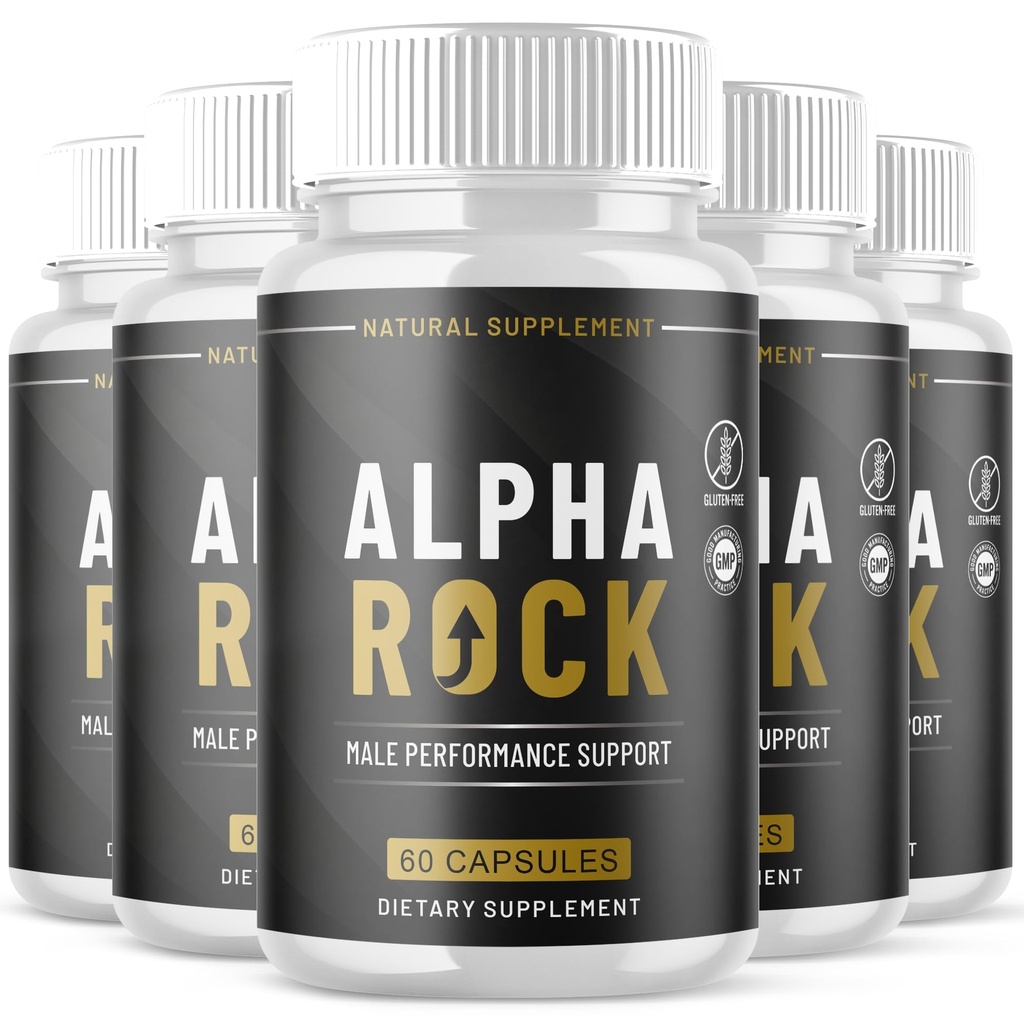 (5 Pack) Alpha Rock Pills for Men, AlphaRock Male Capsules with All Natural Ingredients, Advanced Formula Men's Health and Wellness Pills with Maximum Strength Multivitamins Support (300 Capsules)