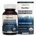 MycoMax蘑菇综合体 - 70% Beta Glucans, Max Potency蘑菇补充品, US Grown + 超音速采掘 - Lions Mane, Cordyceps, Reishi & More - 认知,豁免,能源 - 60胶囊