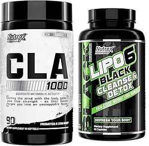 Nutrex Research CLA, 90 Soft Gels - 1000mg 和 Lipo-6 Cleanse & Detox for weight loss (重物损失)