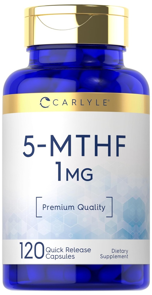 Carlyle 5-MTHF L 甲基folate 1mg → 120 Capsules → Non-GMO & Gluten Free Supplement → + ium Premium 质量