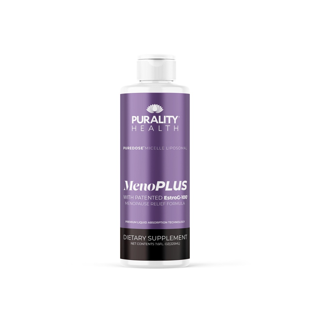 PURALITY HEALTH MenoPLUS Liposomal Menopause Supplement for Women | EstroG-100®, Vitamins D3, B6, B12 & K2 | Iodine | Hormonal Balance & Mood Support