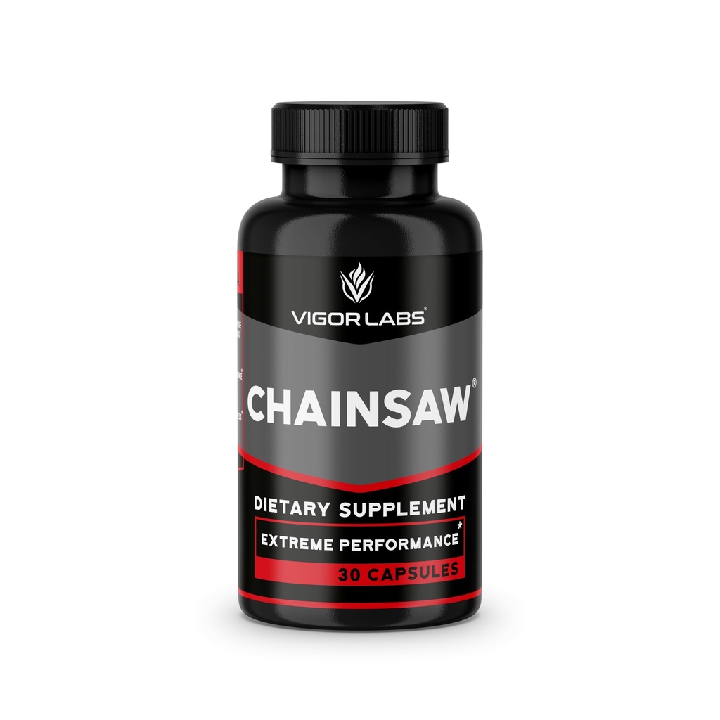 由Vigor Labs(30 Capsules)制作的链锯,支持公司、Stamina和耐力,刺激血液流动的饮食补充(美国马德)