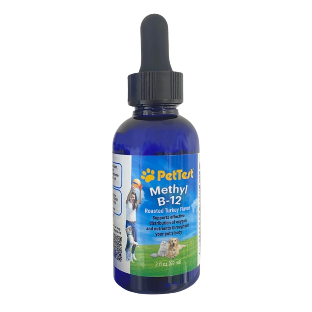 PetTest Methyl B12 Vitamin Liquid Drops 2fl oz (5000 MCG) Supplement with Methylcobalamin for Diabetic Pets, Maximum Absorption to Increase Energy for Dogs and Cats