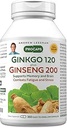 AndreW Lessman Ginkgo 120 Plus Ginseng 200mg - 360 Capsules - 标准化的提取组合,支持大脑,内存和认知函数. (原始内容存档于2018-03-29). Adapologine, Combats Results and Fatigue. 无附加