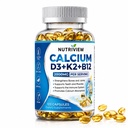 Nutriview Calcio D3 K2 B12 Softgels, 2000mg Suplemento De Calcio with Calcium & Glucosamina, Boost Energy, Support Immune Function, Vegen, 120 Capsules