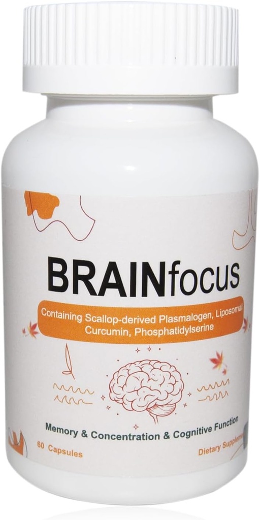 维生素E:记忆和焦点的大脑补充,Crucumin、Plasmalogen和Liposomal增强认知功能和浓度的大脑支持,60 服务