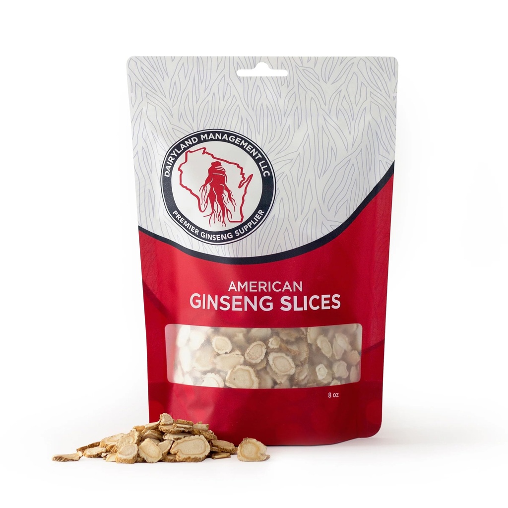 Dairyland American Ginseng Slices - 8 oz Pack Wisconsin Ginseng Slices – Certified Something Special from Wisconsin - Non-GMO, Gluten Free Sliced Root - Herbal Supplement in Soup, Tea, Congee