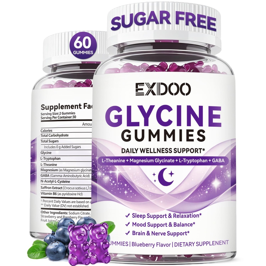 Glycine 3g Gummies for Sleep | Sugar Free Glycine Supplements with Magnesium Glycinate for Women and Men Made In Usa