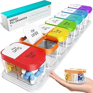 Odaro Extra Lige Weekly Pill 组织者,XL Pill Box 7 Day Am Pm, Jumbo Medicine 组织者 2 Times Aday to hold Daily Medical Vitamin and Suppers - Rainbow (日语:日语:日語:日語:日語:日語:日語:日語:日語:月語:月語:月語:月語:月語:月語:月語:月語:月語:月語:月語:日-月語:月語:月語:月語:月語:日-月語:月語:月語:月語:日-月語:月語:月語:月語:月s),XL Pill Box 7 Day Am Pm, Jumboi), Jumbobo Medicry 医疗组织者 2 Time 一天持有日常药物维生素和補藥 - 維生素和補藥 -
