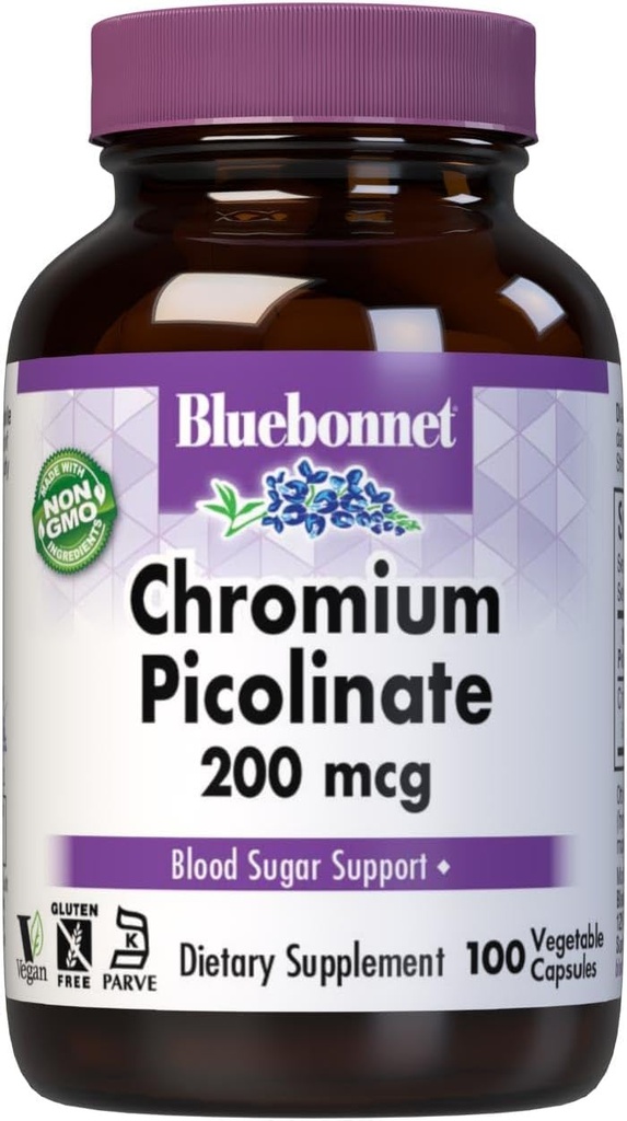 Bluebonnet Piclinic Chromium 200 mcg, 100 蔬菜卡普尔, 100 计数