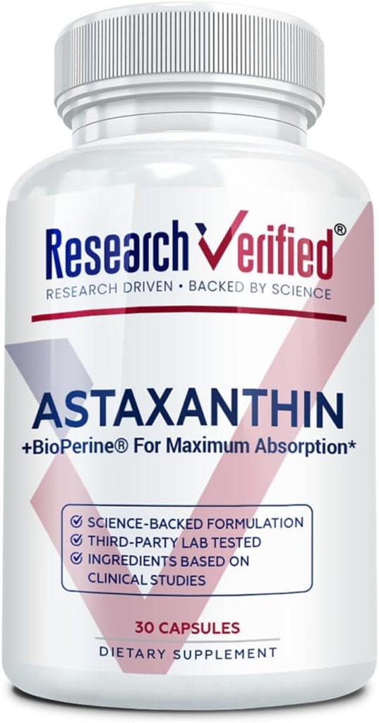 经验证的Astaxanthin - 强抗氧化剂,与自由激进者战斗,支持皮肤,大脑,眼睛和心脏 - 锌RDA,维生素E,生物牡蛎 - 30 Capsules - 非GMO,美国制造