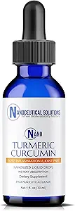 NANO TURMERIC CURCUMIN 高度生物可用 纳米粒子 快速吸收 有机 Vegan 非GMO Curcuma Longa 支持联合体,消化体,肝脏和心脏健康 方便使用,每瓶30毫升.