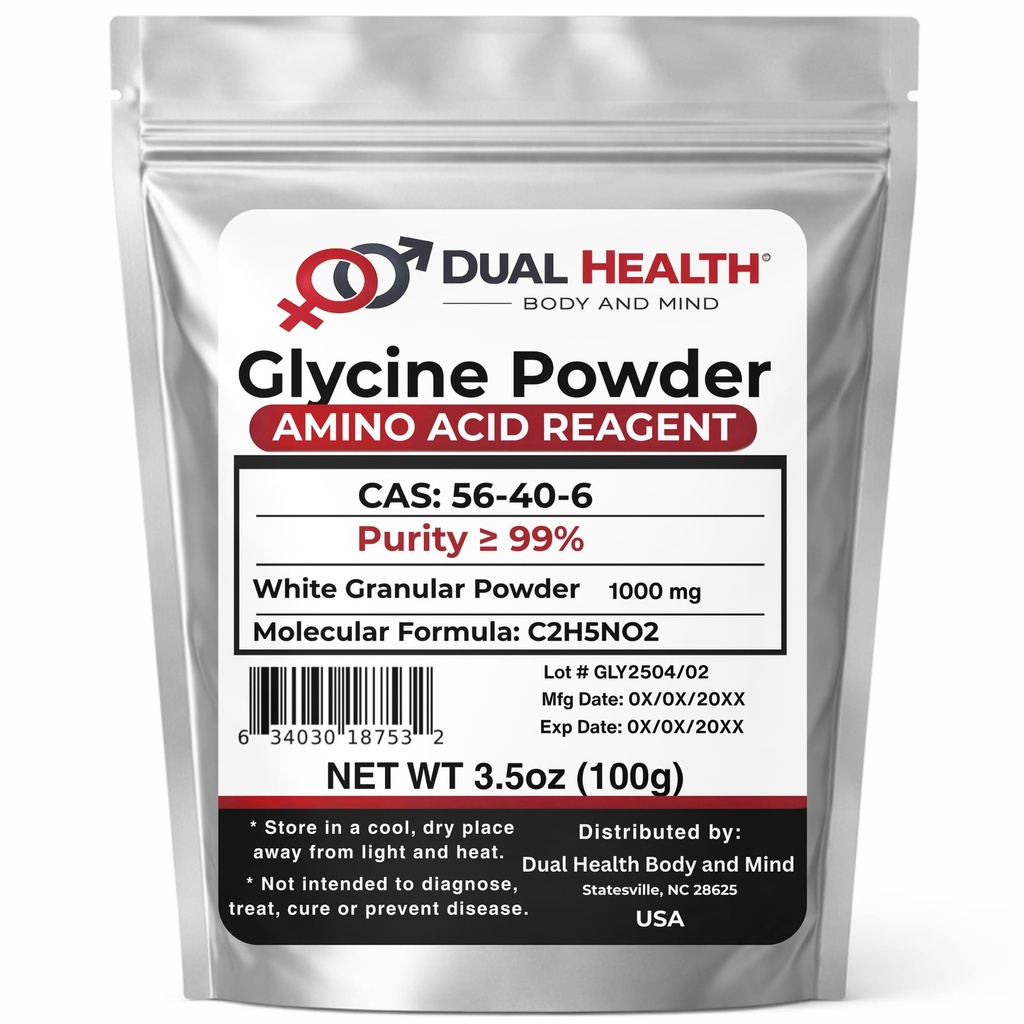 Glycine Powder (100g / 3.5oz) Pure Free Form Glycine Bulk Supplements, Sleep Amino Acid, Non-GMO, Gluten Free