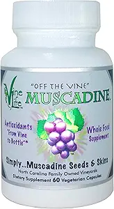 葡萄活性马斯卡丁葡萄籽和皮肤 650mg - 60 Veggie Capsules - 抗氧化剂超食品 - 1300mg Pervice - Natural Reveratrol