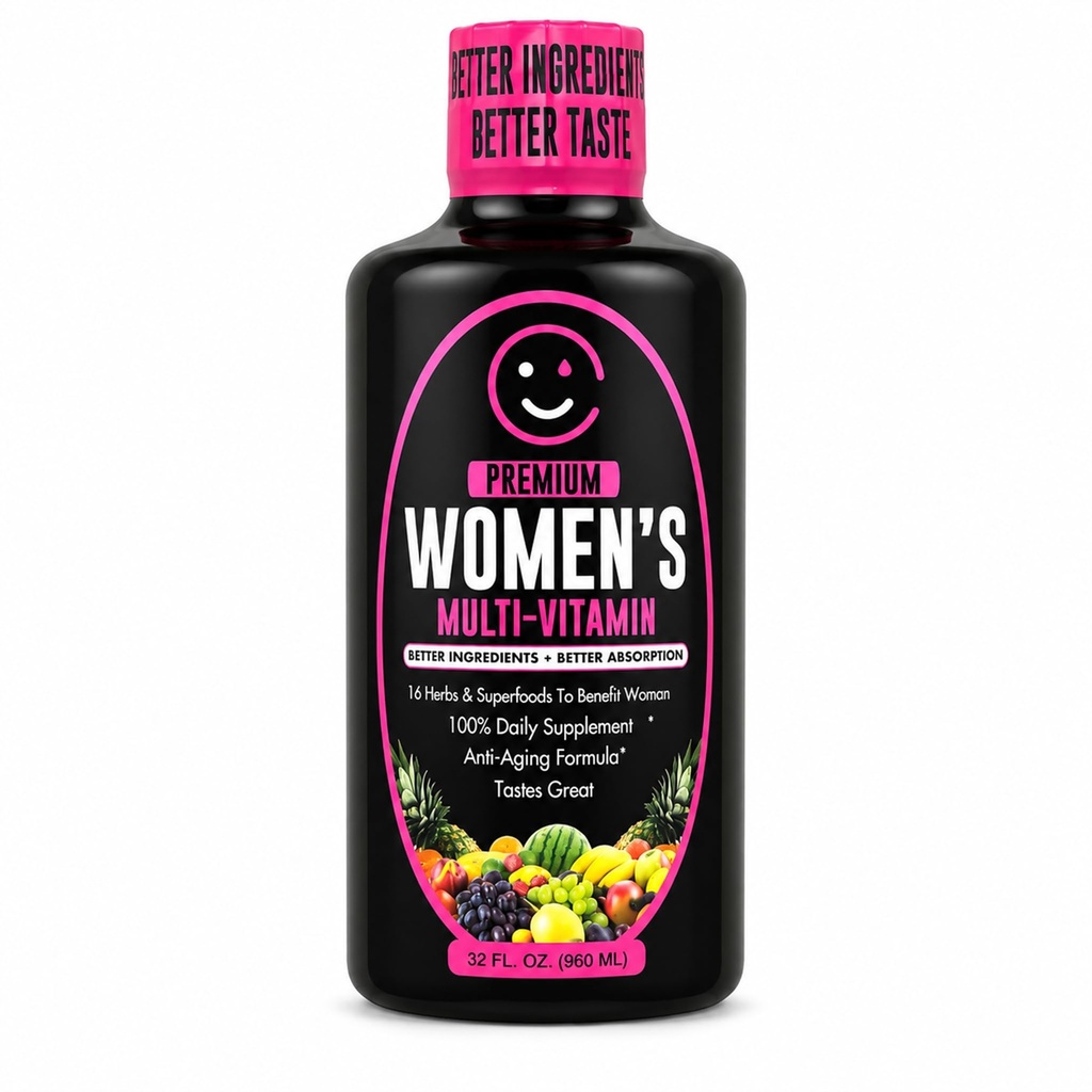 Women’s Liquid Multivitamin, 32 Fl Oz – Daily Multivitamin for Women with B Vitamins, Biotin, Iron, Folate & Herbal Blend – Sugar Free, 32 Servings