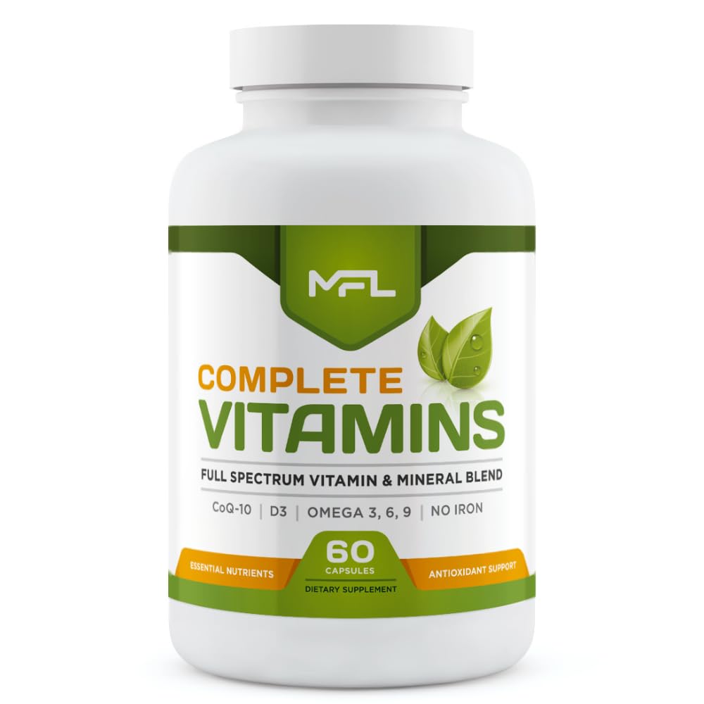 Complete Vitamins | MULTIVITAMIN & Minerals | Omega 3.6.9 | COQ-10 | D3 | NO Iron | 60 Capsules | 30 Servings