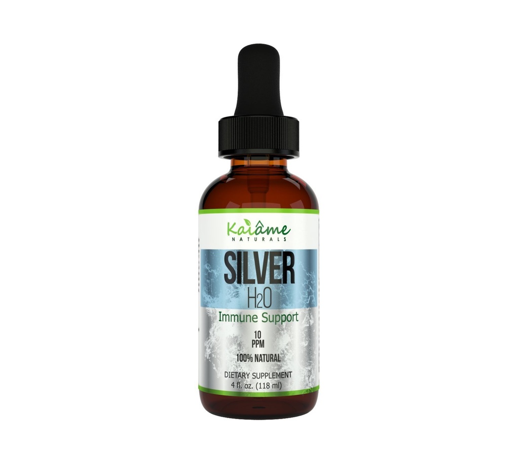 Kaiame Naturals Coloidal Silver, Ionic Silver Solutions, 10 PPM, 玻璃瓶中大4 oz 滴水器,自然免疫辅助剂,成人、儿童和宠物安全