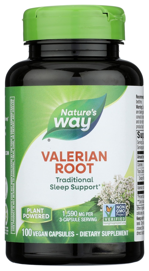 Nature's Way Valerian Root,传统睡眠支持*,非GMO项目验证,Gluten Free,Vegan,100 Capsules (Package May Vary)