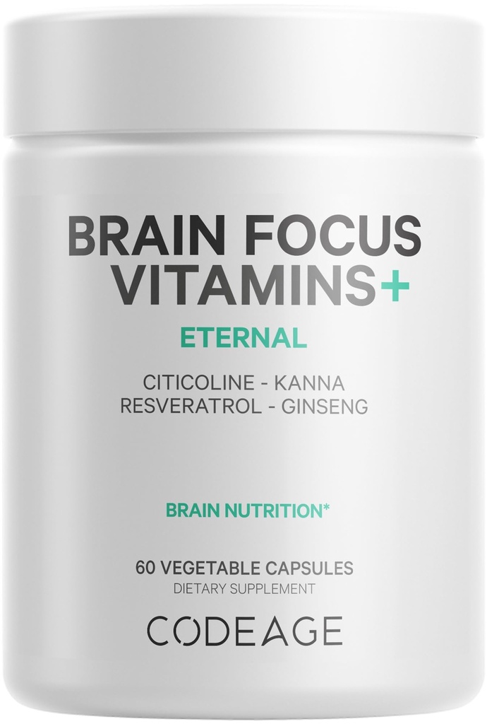 密码:脑聚焦维生素+诺热带补充剂,以Citicoline为Cognizin,Panax Ginseng,Resveratrol,Gotu Kola,维生素B12 甲基Cobalamin - Liposomal 交付 - 非GMO - 60 Capsules
