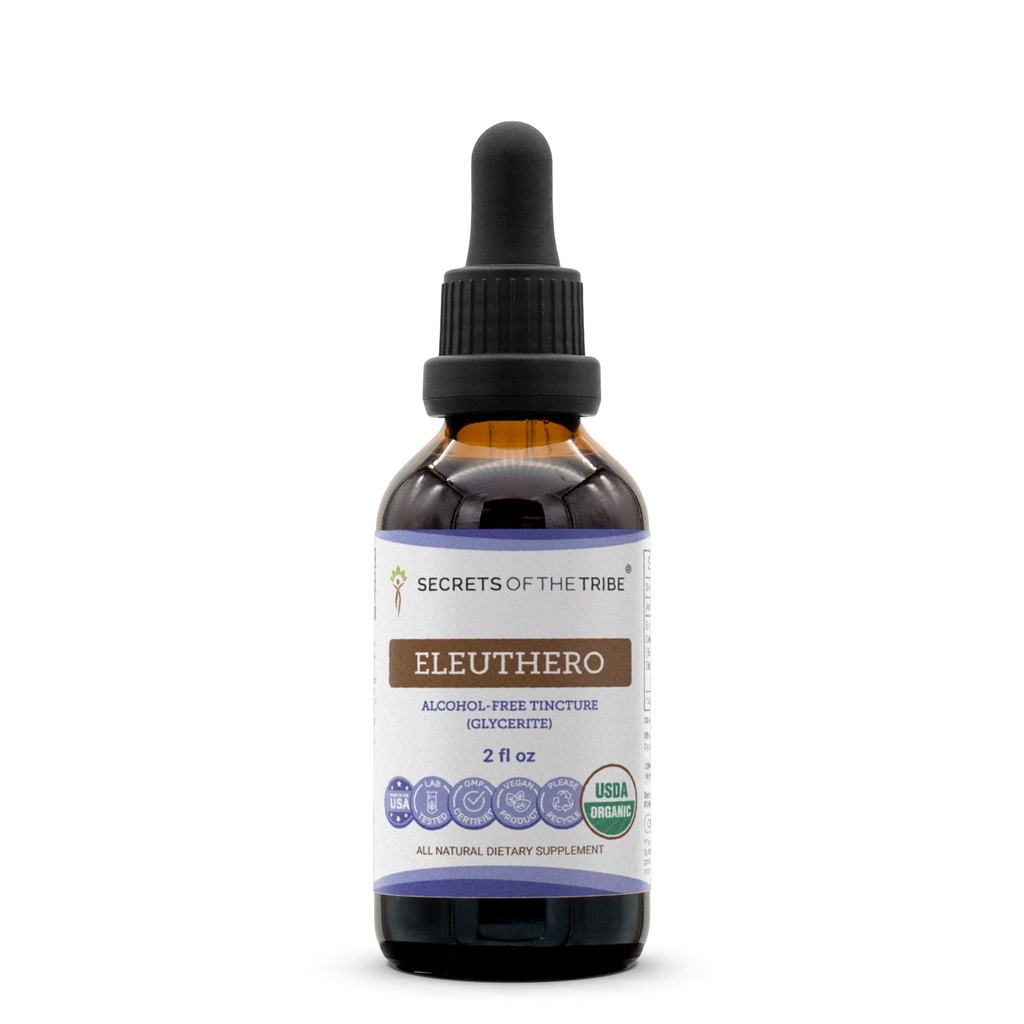 Secrets of the Tribe Eleuthero USDA Organic | Alcohol-Free Extract, High-Potency Herbal Drops | Made from 100% Certified Organic Eleutherococcus Senticosus, Siberian Ginseng Dried Root (2 oz)