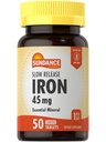 Sundance Iron 45mg 慢速释放药片 | 50 片 | 基本矿物补充 | 蔬菜 - 非GMO 和 Gluten 自由公式
