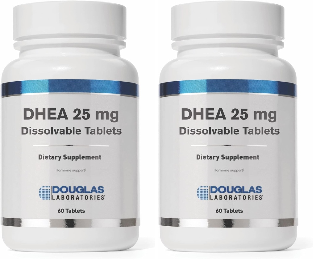 Douglas Laboratories DHEA 25 mg Dissolvable Tablets | Supports Immune Health, Brain, Bones, Metabolism and Lean Body Mass* | 60 Tablets (Pack of 2)