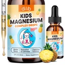 Kids Magnesium Liquid Drops - Liquid Magnesium Glycinate for Kids, Citrate Supplement with L-theanine, Omega-3, Vitamin B12, D3 for Sleep, Calm, Relaxation, Brain, Bones, Pineapple 2 Fl Oz
