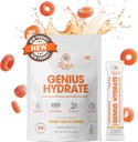 Genius Brand Genius Hydrate - 每日水分的电解补液 - 椰水 - 无糖 - 8 基本矿物和营养物质 - 非GMO - 酸桃环 - 20 种服务